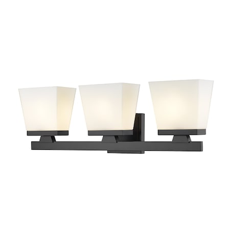 Z-Lite Astor 3 Light Vanity, Matte Black & Etched Opal 1937-3V-MB